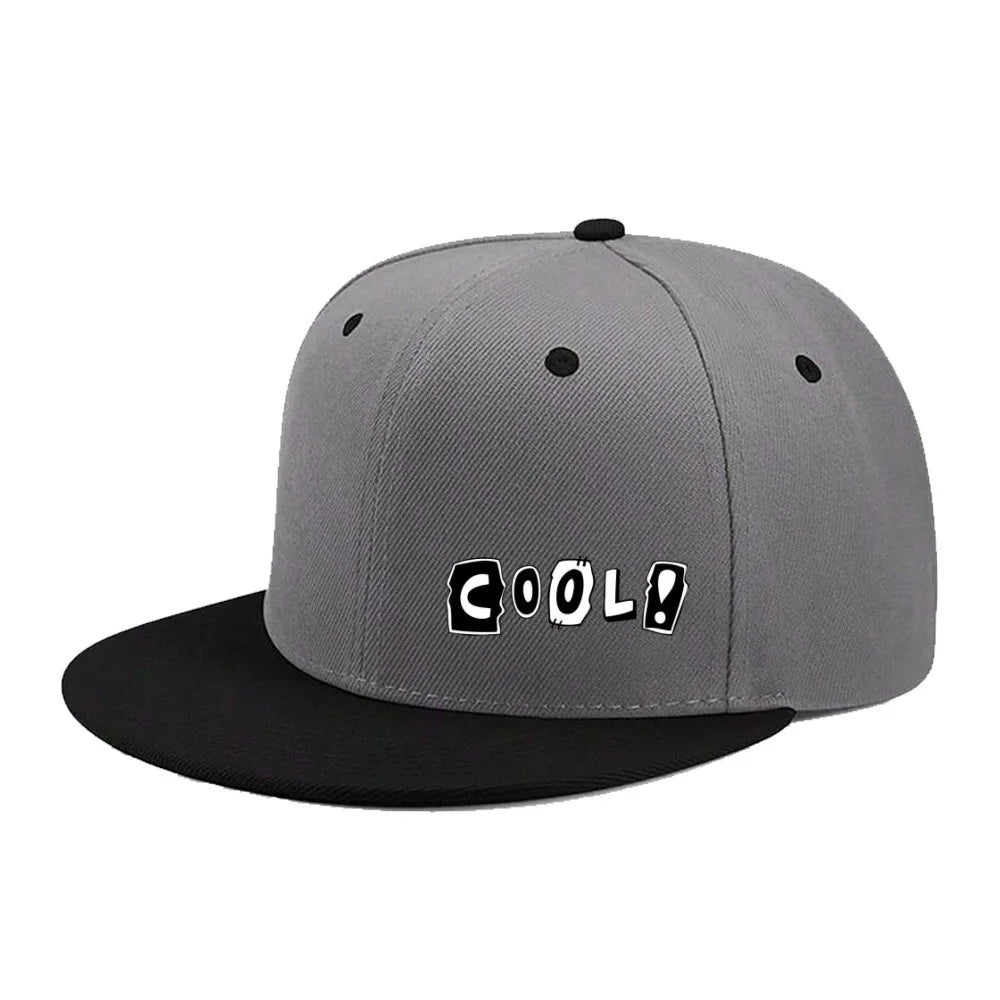 English Print Korean Hip Hop Flat Brim Baseball Hat