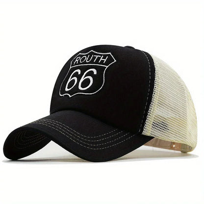 Route 66 Letter Embroidery Unisex Baseball Cap