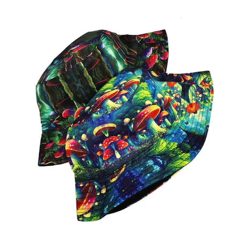 Cotton Mushroom Print Bucket Hat