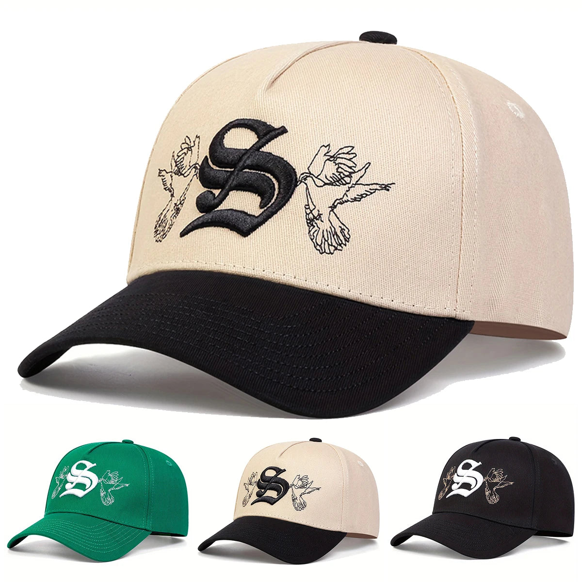 Unisex Personality S Letter Embroidery Snapback Baseball Caps