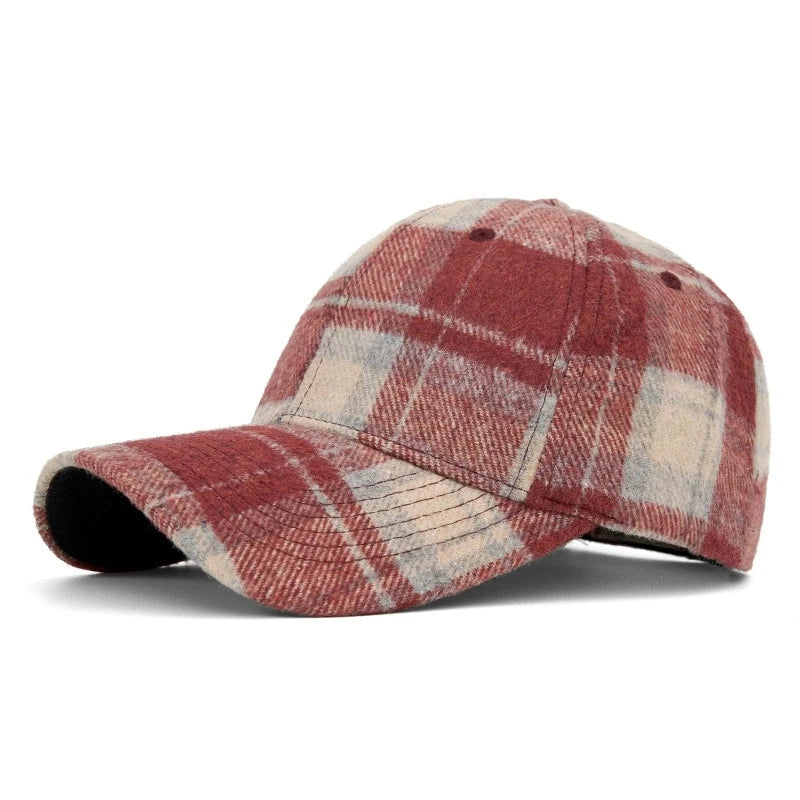 Classic Plaid Hard Brim Face Slimming Duckbill Baseball Hat
