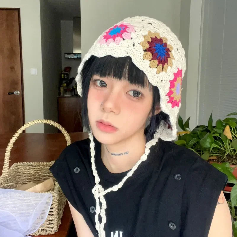 Bohemian Mori Crochet Flower Bucket Hat