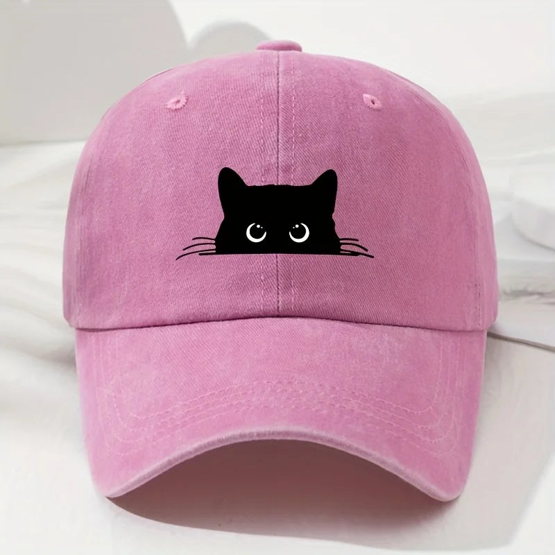 Retro Black Cat Print Baseball Cap