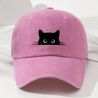 Retro Black Cat Print Baseball Cap