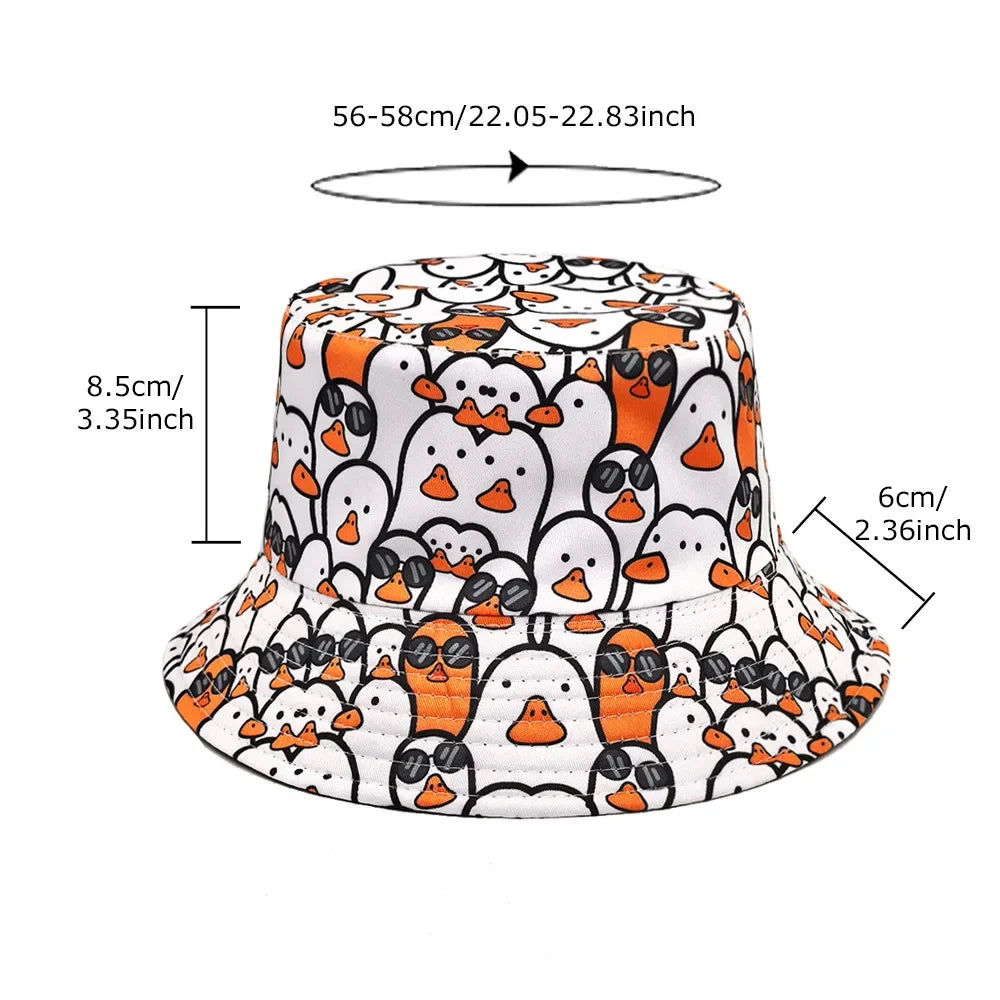 Unisex Reversible Cartoon Penguin Bucket Hat
