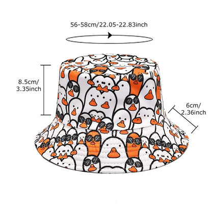 Unisex Reversible Cartoon Penguin Bucket Hat