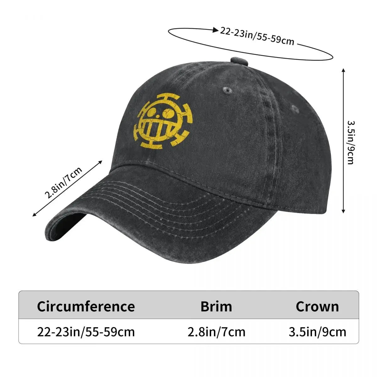 Skull One Piece Anime Vintage Baseball Cap