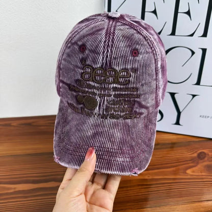 Korean Vintage Camouflage Letter Embroidered Snapback Baseball Hat