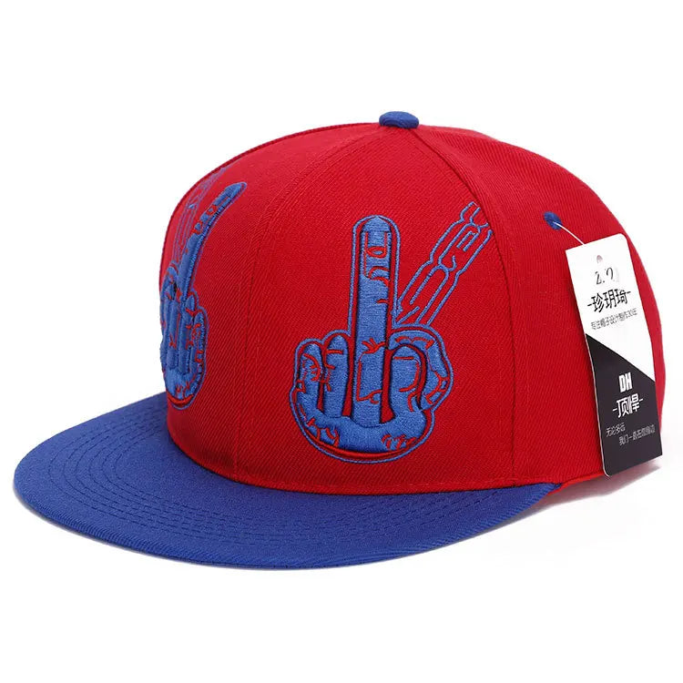 Middle Finger Embroidery Hip Hop Snapback Cap