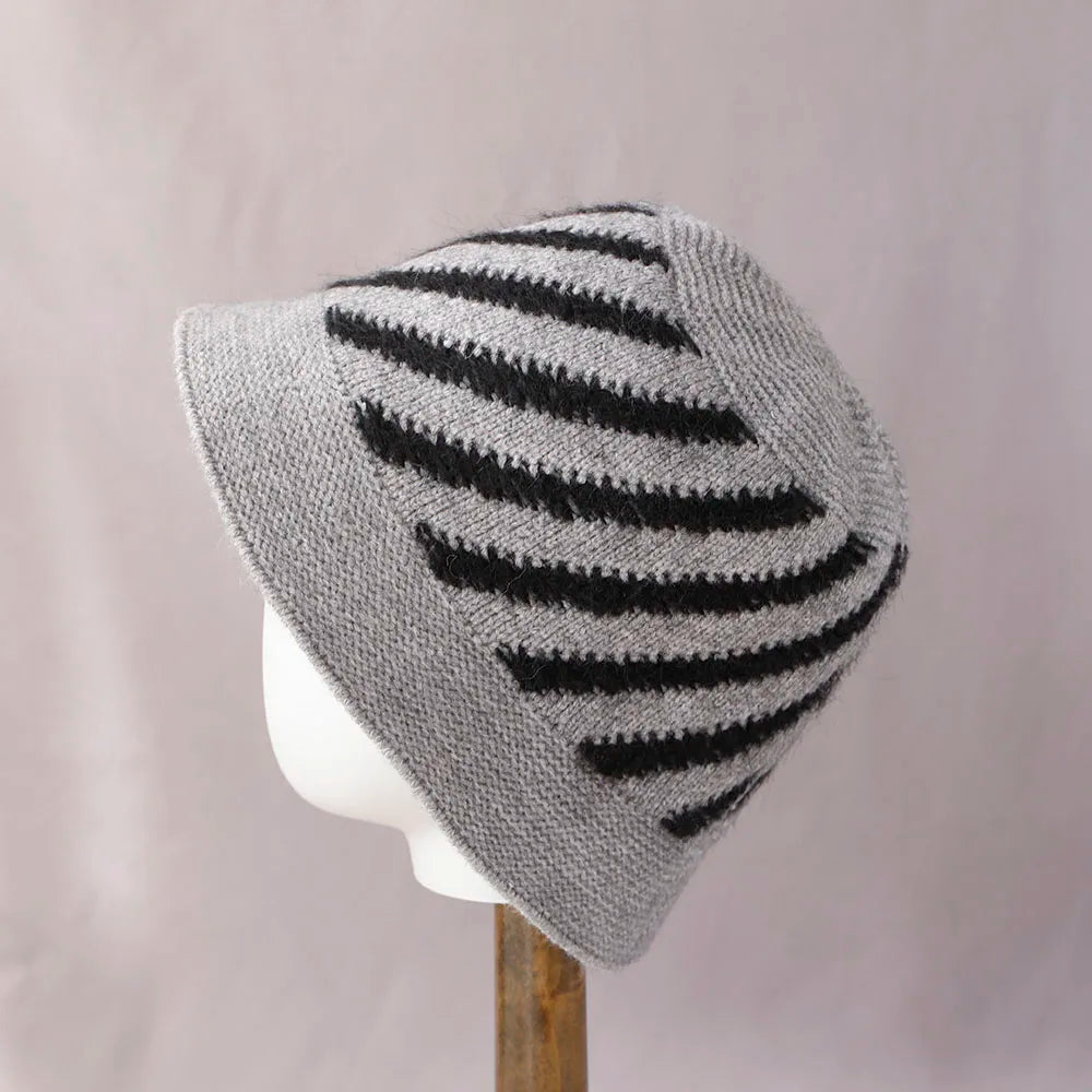 Women's Striped Wool Knitted Bucket Hat