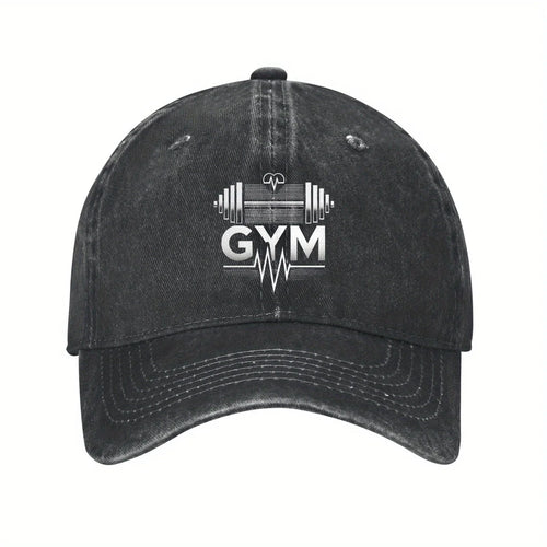 Gym Workout Heartbeat Barbell Distressed Dad Baseball Cap