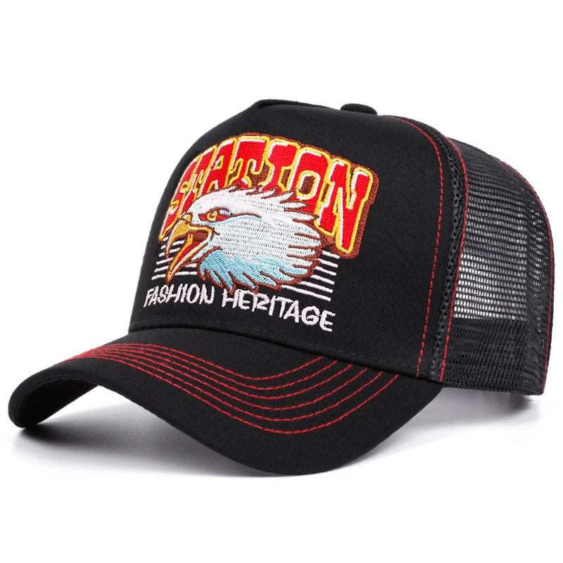 Station Eagle Head Mesh Hip Hop Baseball Cap