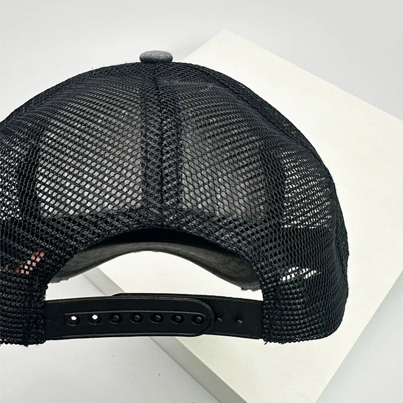 Color Block Distressed Mesh Trucker Baseball Cap