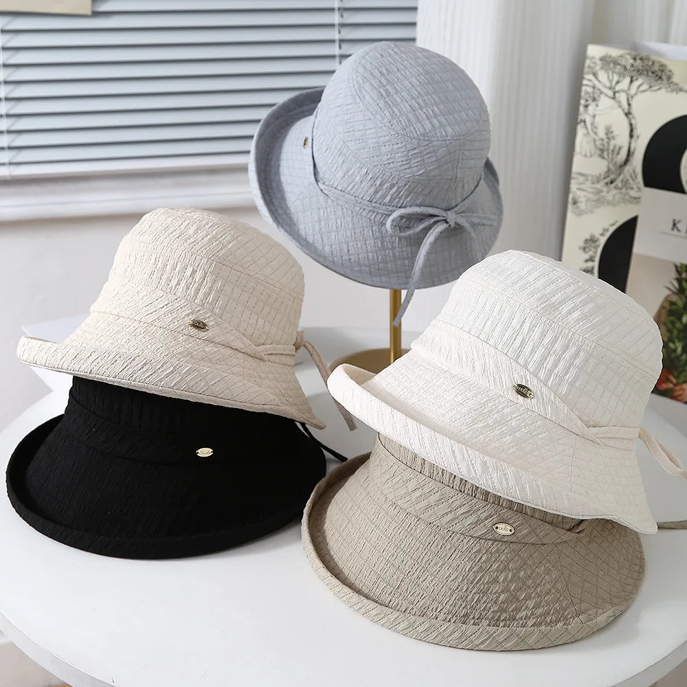 Women’s Elegant Bow Foldable Bucket Hat