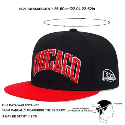 Unisex Chicago Letter Embroidery Hip Hop Snapback Cap