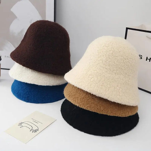 Women's Winter Faux Lamb Fur Ear Protection Bucket Hat