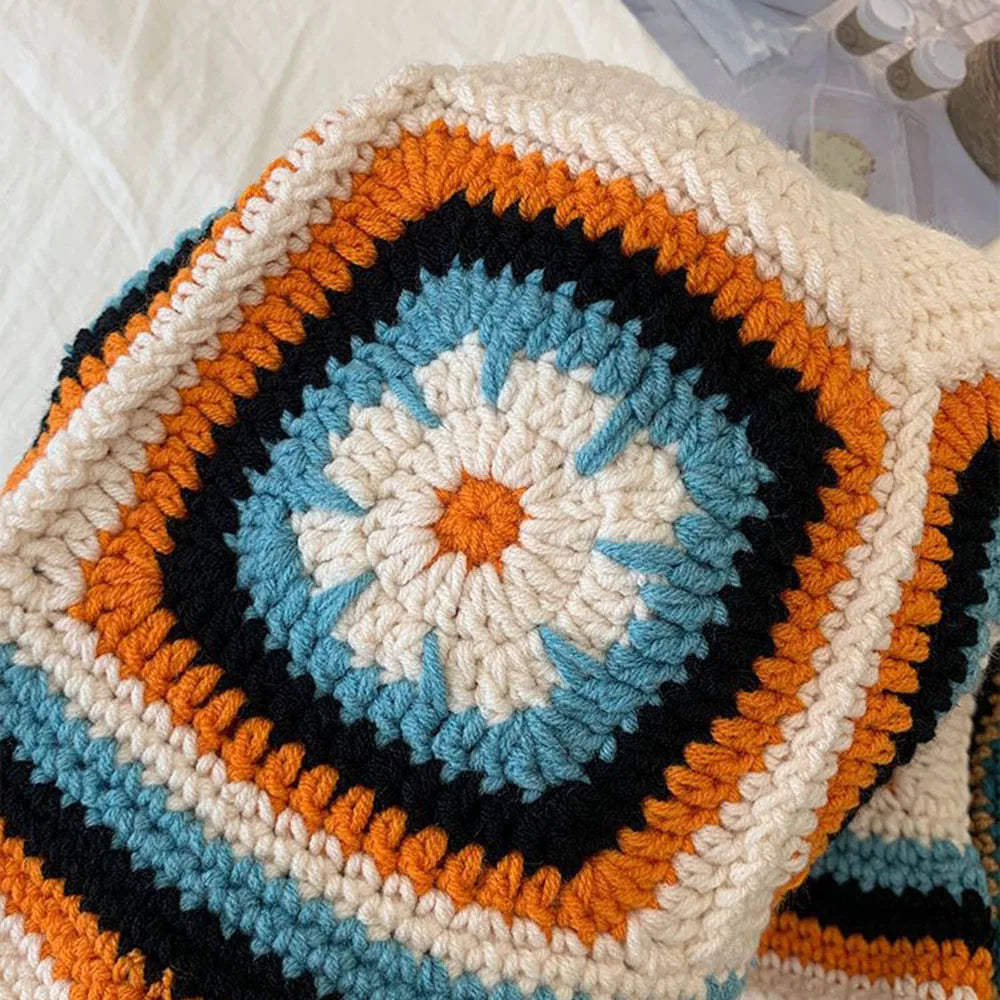 Handmade Korean Hollow Knitted Beach Bucket Hat