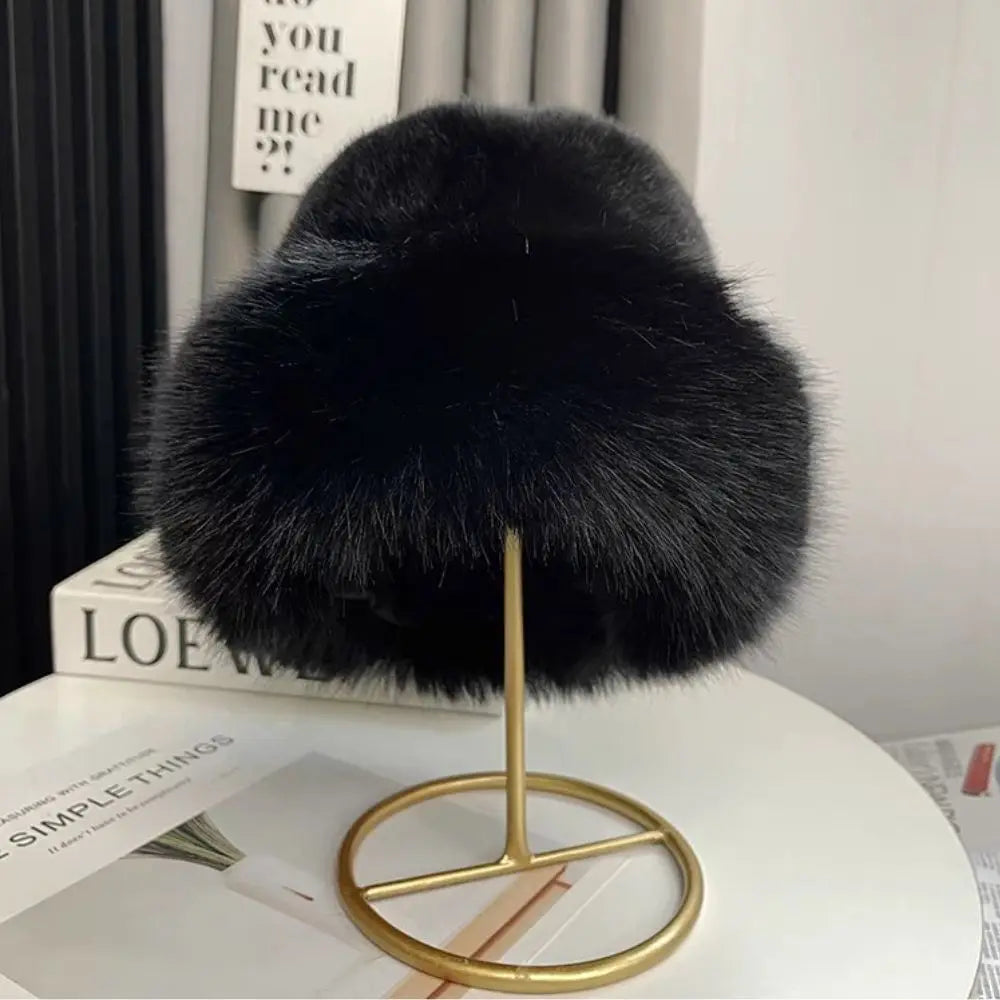 Fluffy Fur Earflap Winter Bucket Hat