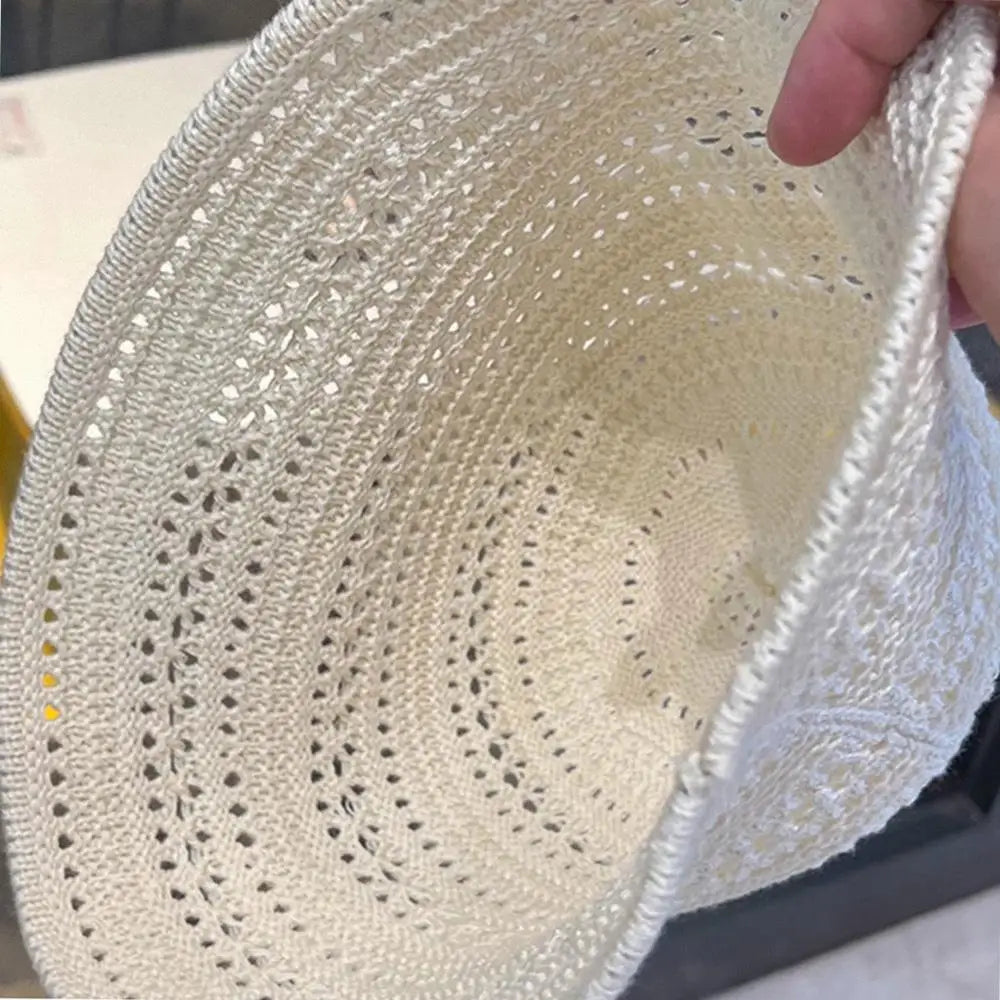 Wide Brim Crochet Hollow Breathable Summer Bucket Hat