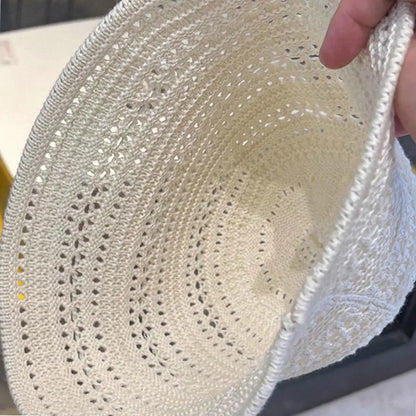 Wide Brim Crochet Hollow Breathable Summer Bucket Hat