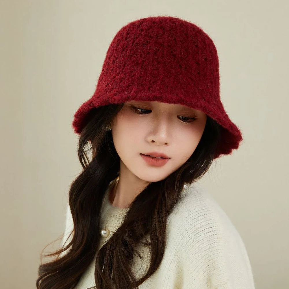 Women Knitted Korean Style Retro Winter Bucket Hat