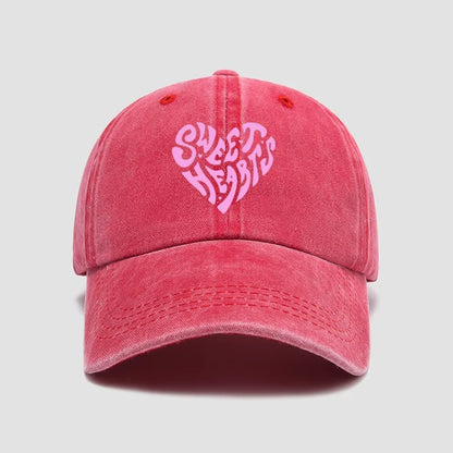 Pink Heart Letter Print Baseball Cap