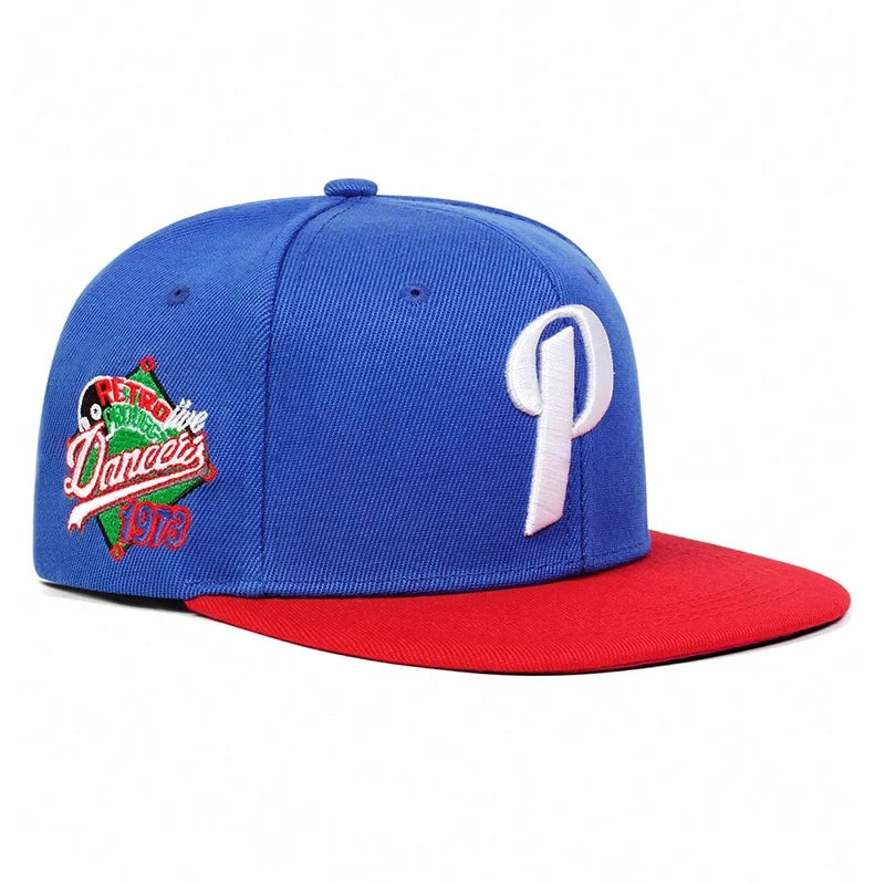 Unisex P Letter Embroidered Snapback Cap Outdoor Sports
