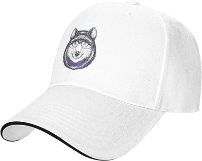 Husky Glasses Bow Tie Baseball Cap