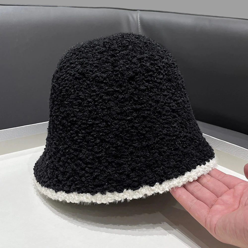Autumn Winter Color Block Fisherman Hat