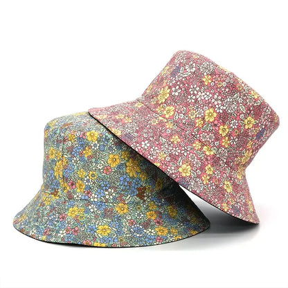 Floral Print Reversible Cotton Bucket Hat