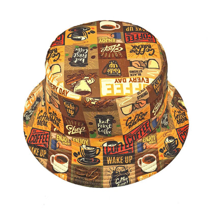 Cartoon Painting Coffee Bucket Hat Cap