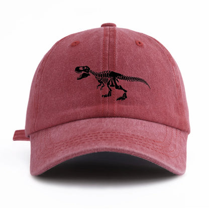 Black T Rex Print Washed Baseball Cap