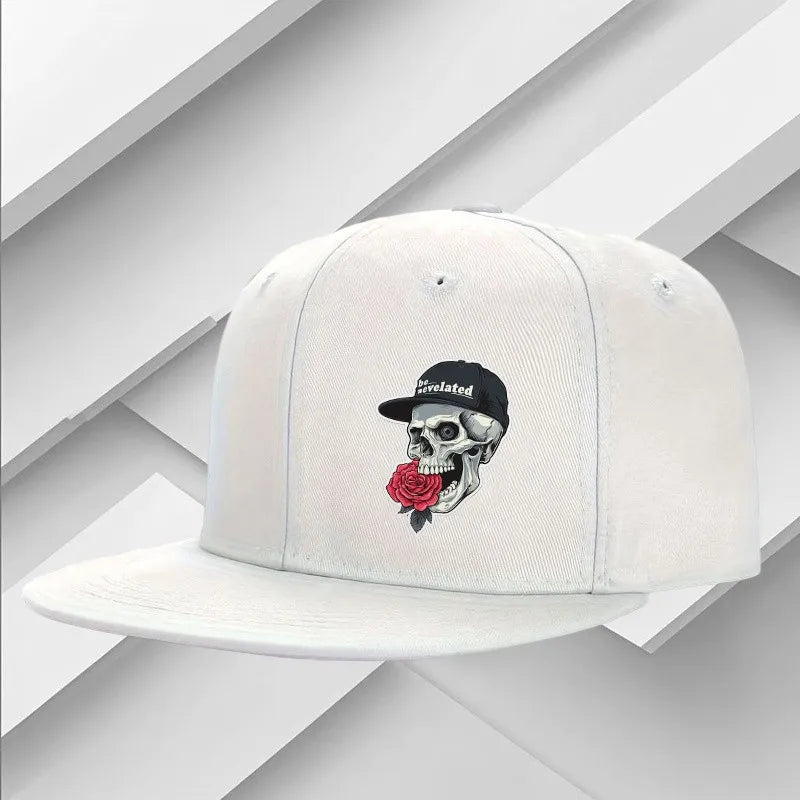 Skull Rose Graphic Street Fashion Snapback Cap