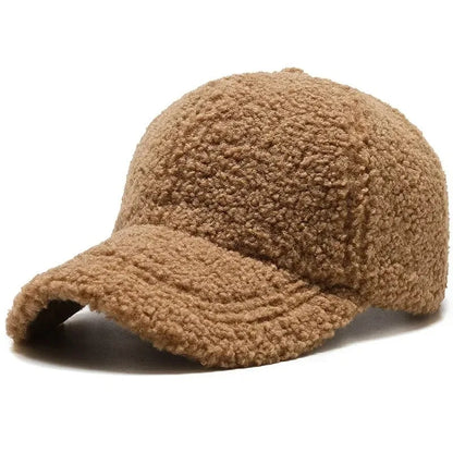 Lamb Wool Plush Winter Baseball Cap