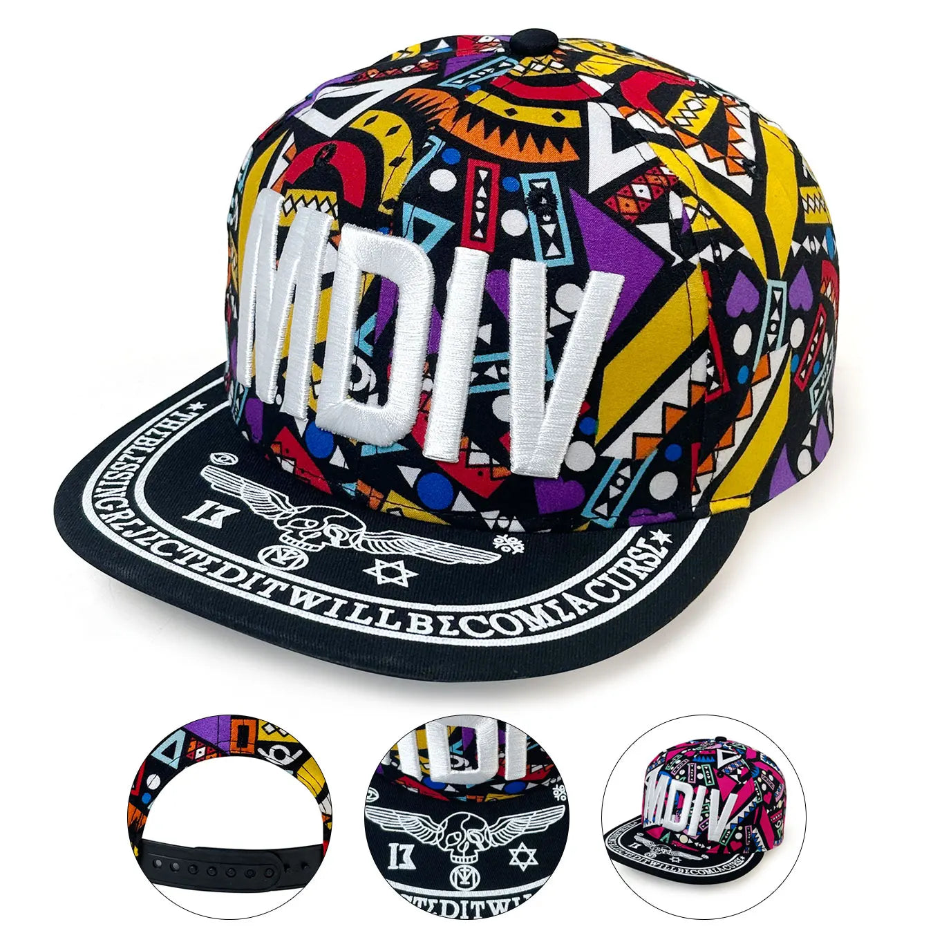 Mdiv Embroidered Flat Brimmed Baseball Hat