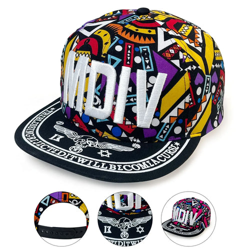 Mdiv Embroidered Flat Brimmed Baseball Hat