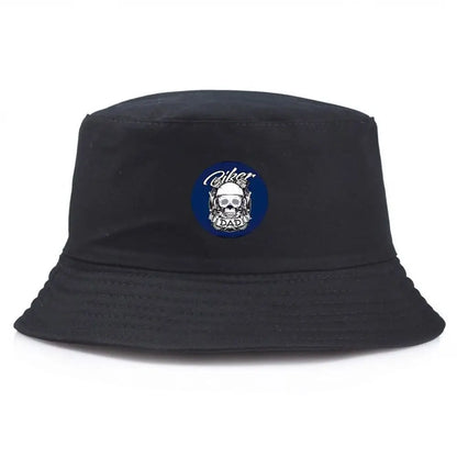 Astronaut Skull Emblem Printed Black Bucket Hat