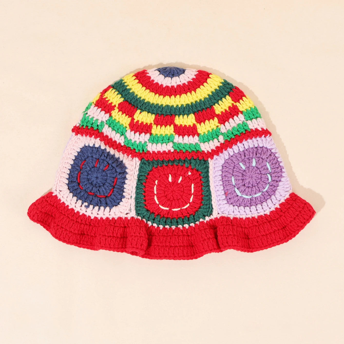 Handmade Knitted Lotus Edge Fisherman Hat