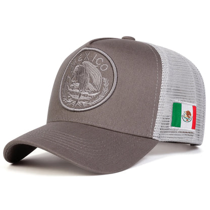 Unisex Mexican Flag Embroidered Mesh Baseball Cap