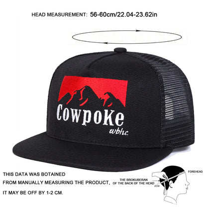 Unisex Cowpoke Letter Embroidery Mesh Snapback Cap