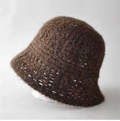 Hollow Knit Winter Bucket Hat