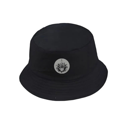Unisex Hand Gesture Print Cotton Bucket Hat