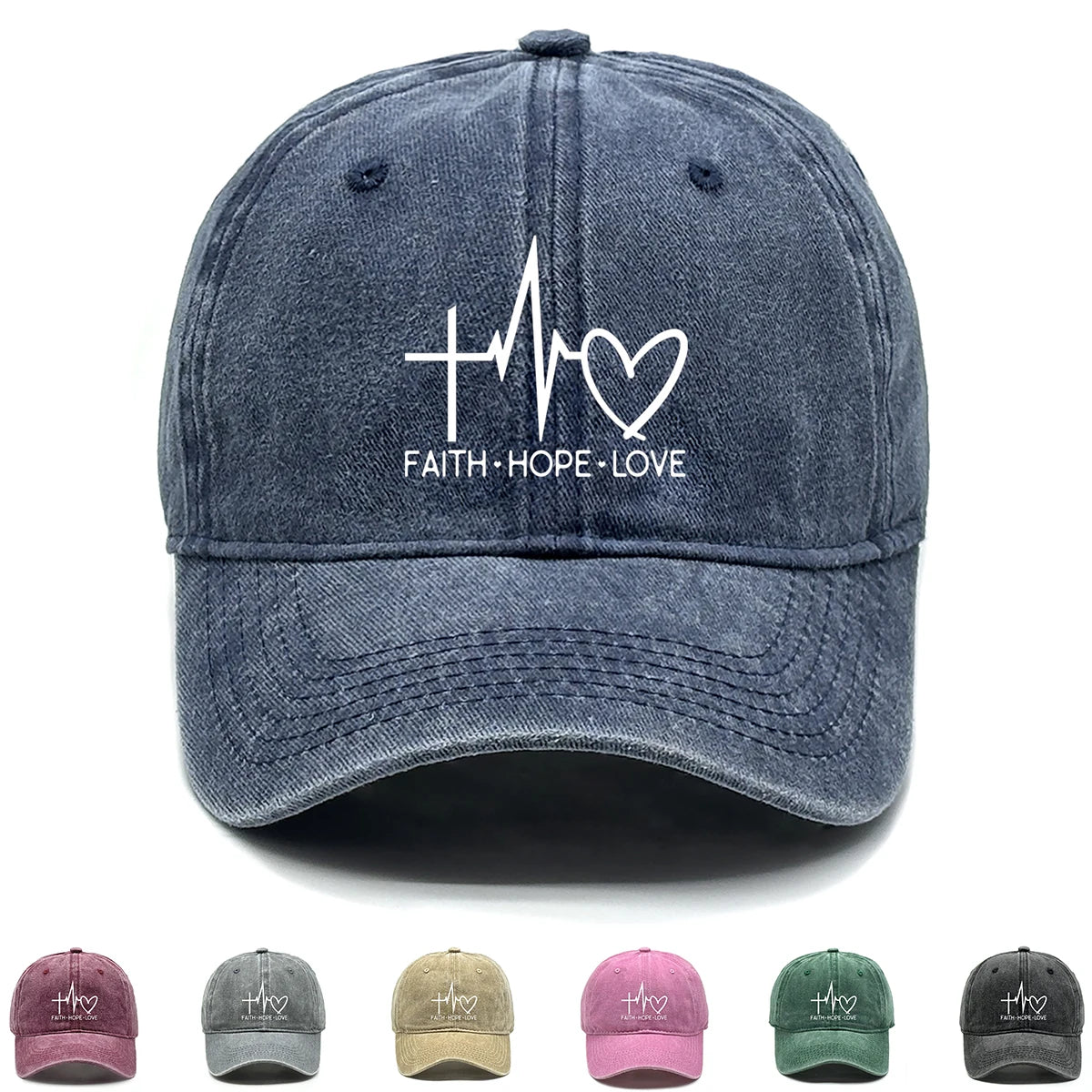 Faith Hope Love Print Adjustable Baseball Cap