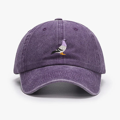 Embroidered Pigeon Vintage Washed Spring Baseball Cap