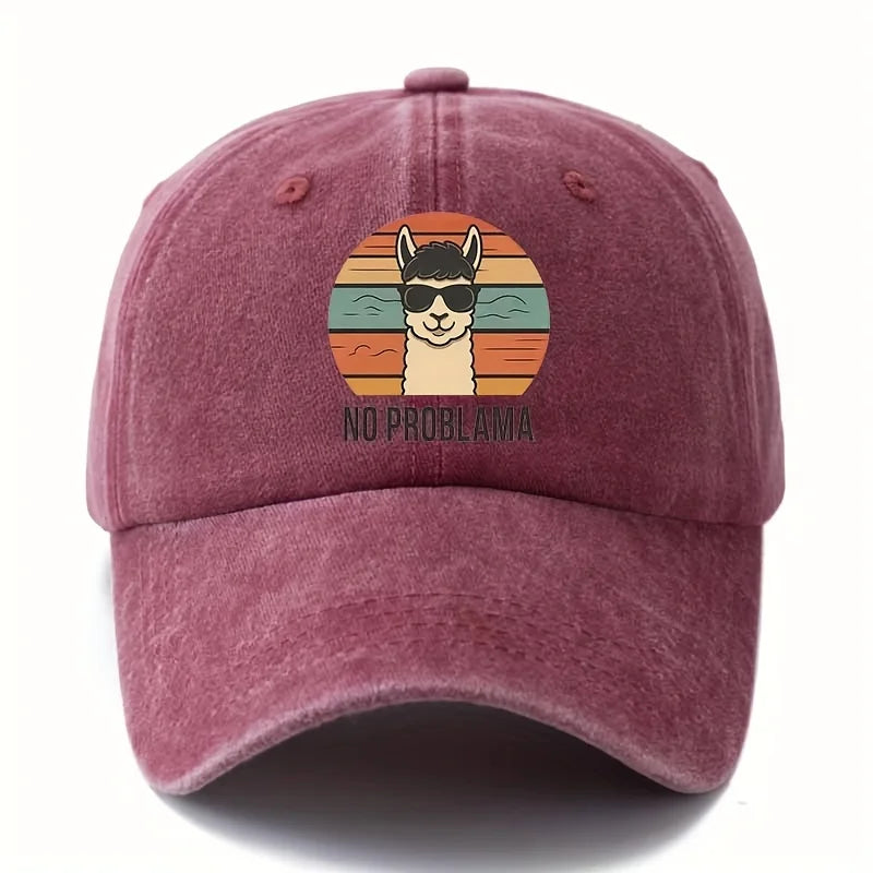 Cartoon Alpaca Curved Brim Baseball Cap