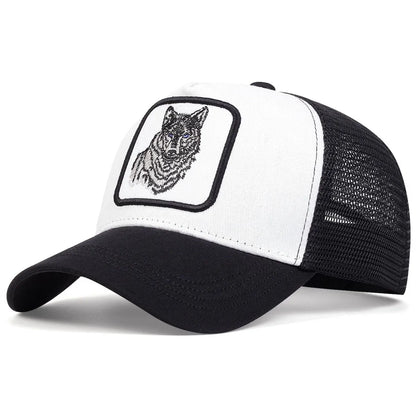 Unisex Wolf Embroidery Baseball Net Caps