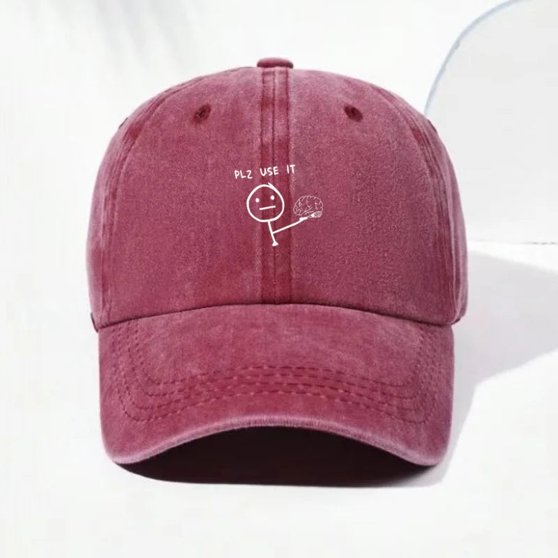 Funny Figure Vintage Washed Cotton Creative Thinking Baseball Cap