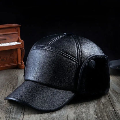 Men's PU Leather Warm Baseball Cap
