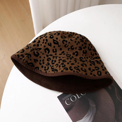 Womens Leopard Print Winter Fisherman Hat