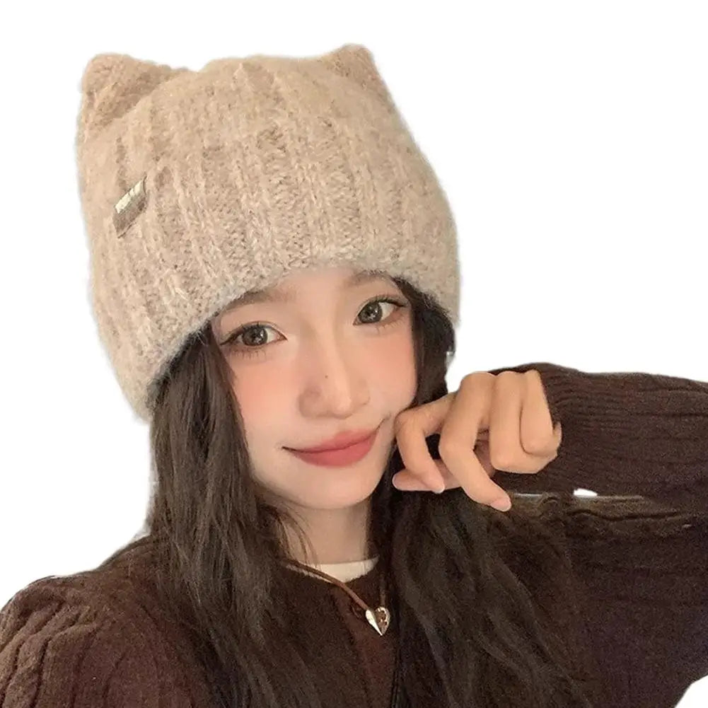 Cute Cat Ear Wool Winter Bucket Hat